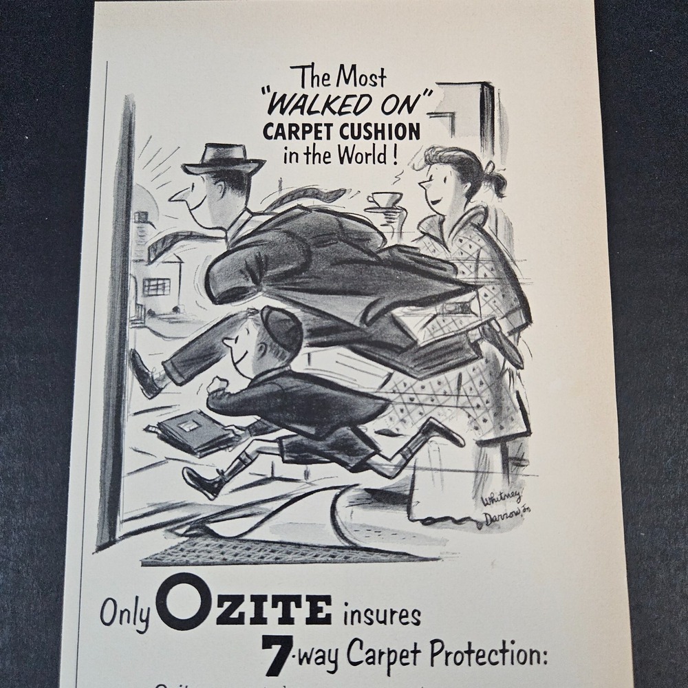 1953‎ Ozite Carpet Cushion Vintage Print Ad Chicago IL Hotel Pierre NYC Padding